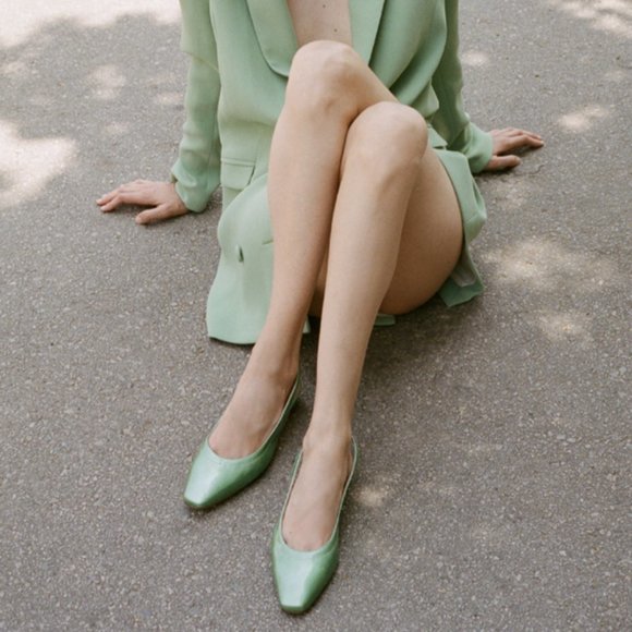 about arianne Galo vegan Slingback Shoes emerald green Mules Clogs